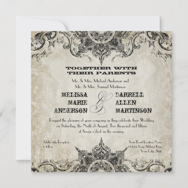 Typography Style Engravers Fonts Swirl Flourishes Invitation (Front)