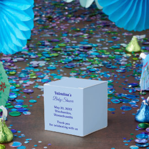 Typography Style Minimalist Light Blue Baby Shower Favour Box