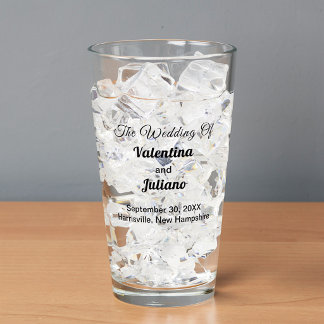 Typography Style Wedding Glass Cup