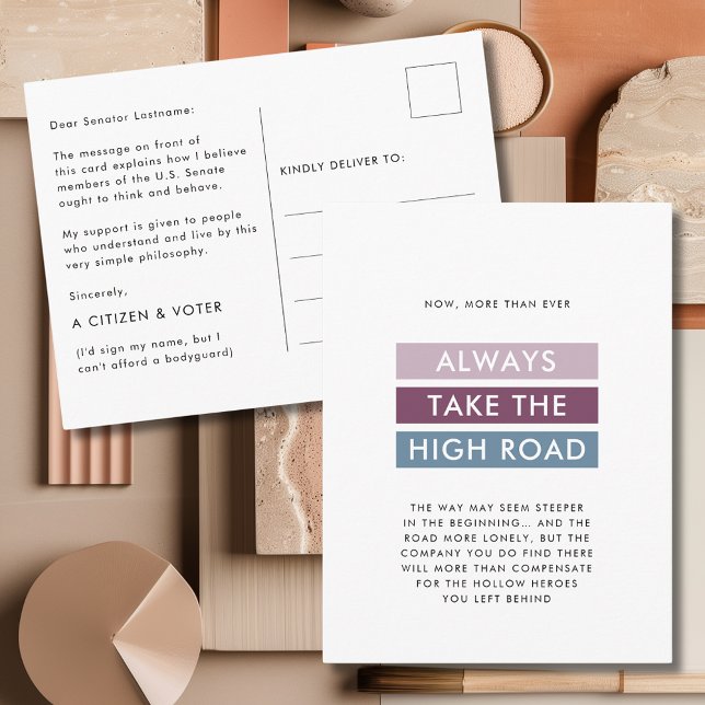 Typography Take the High Road for Senators Postcard (Bold Typography Take the High Road Motivational Quote Postcard for Senators)