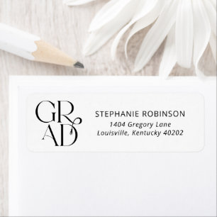 Typography Tassel Graduation Return Address Label