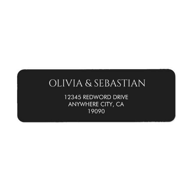 Typography Text Black Return Address Label (Front)