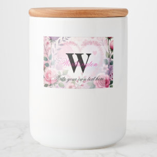 Typography text floral hearts romantic watercolor food label
