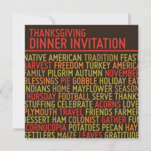 Typography Thanksgiving Dinner Invitation