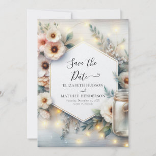 Typography Unique Mason Jar Wedding Save The Date