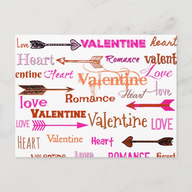Typography Valentine's Day Holiday Postcard (Front)