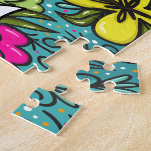 Typography, Vintage Style, Retro Vibe, Watercolor, Jigsaw Puzzle