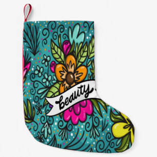 Typography, Vintage Style, Retro Vibe, Watercolor, Small Christmas Stocking