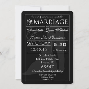 Typography Wedding Couple Black & White Invitation