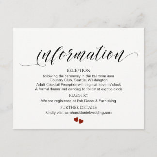 Typography Wedding Information Enclosure Card