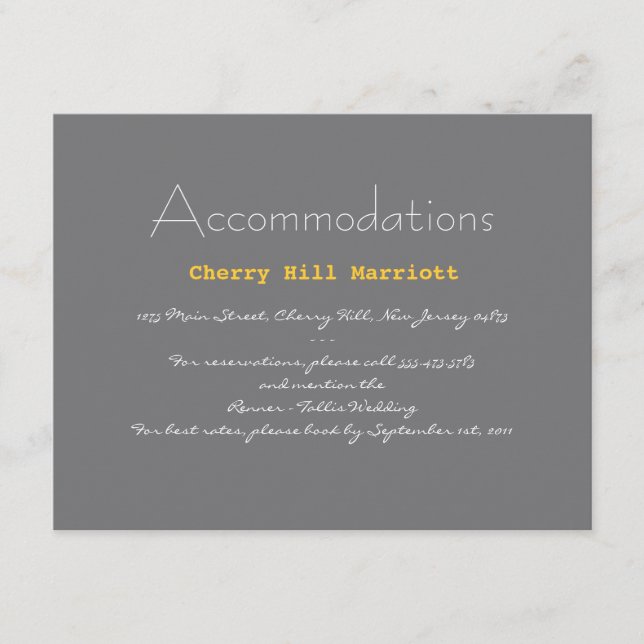 Typography Wedding Insert in Grey and Yellow (Front)