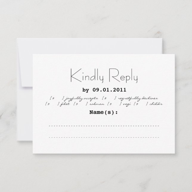 Typography Wedding Invitation RSVP (Front)