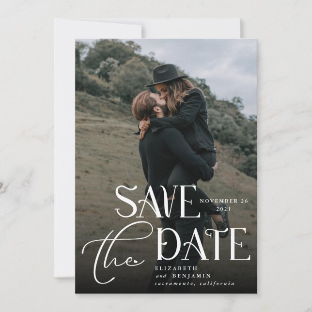 Typography Wedding Photo Save The Date (Front)