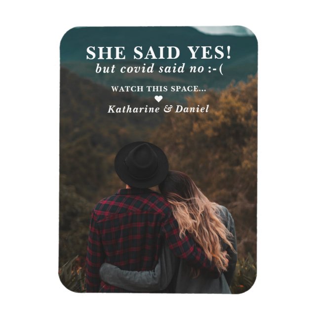 Typography Wedding Postponement Save The Date Magnet (Vertical)