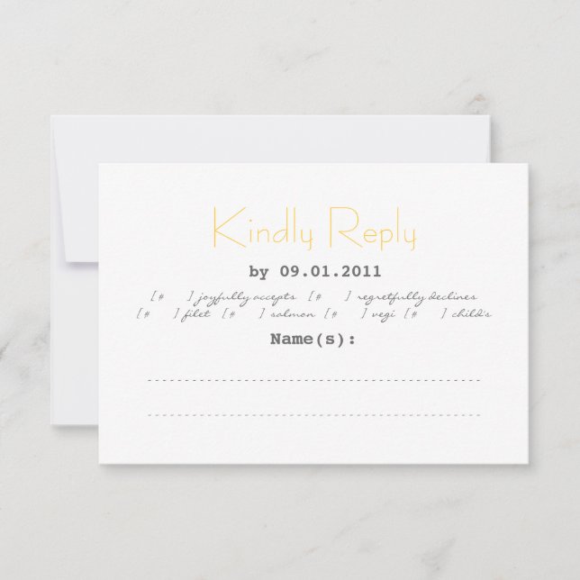Typography Wedding RSVP in Grey and Yellow (Front)