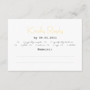 Typography Wedding RSVP in Grey and Yellow Card