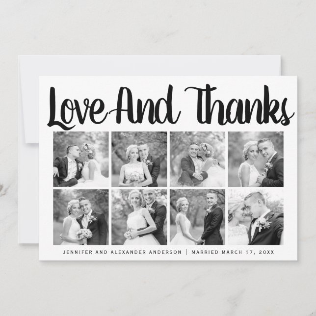 Typography wedding Thank You eight photo collage (Front)