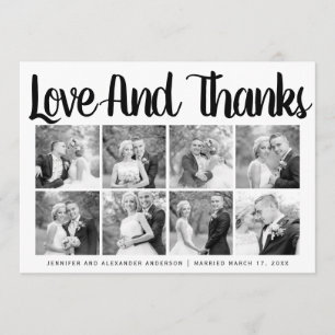 Typography wedding Thank You eight photo collage Card