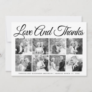 Typography wedding Thank You eight photo collage Card