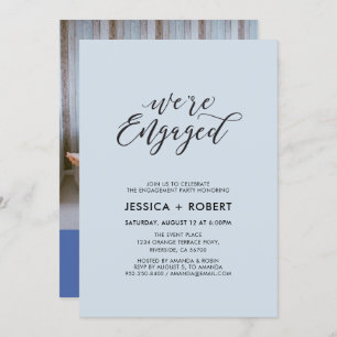 Typography "We're Engaged" Photo Engagement Party Invitation