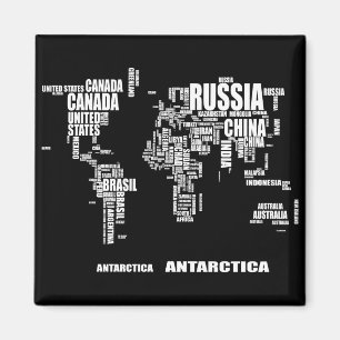 Typography World Map Magnet