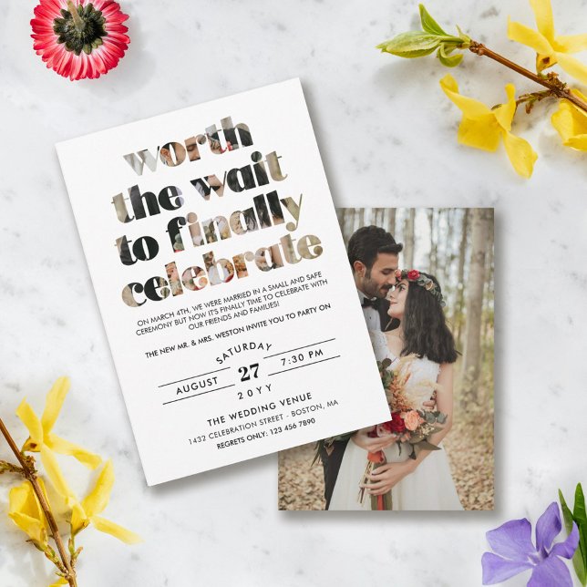 Typography Worth the Wait Sequel Celebration Invit Invitation (Creator Uploaded)