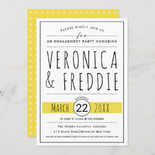 Typography yellow wedding engagement party invitation