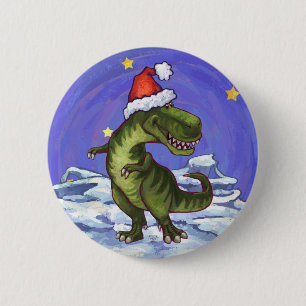Tyrannosaurus Christmas 6 Cm Round Badge