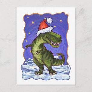 Tyrannosaurus Christmas Holiday Postcard
