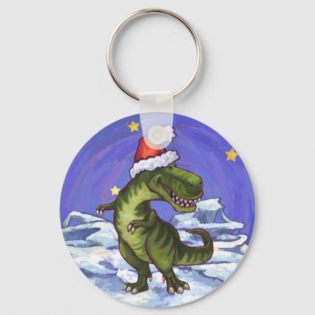 Tyrannosaurus Christmas Key Ring (Front)