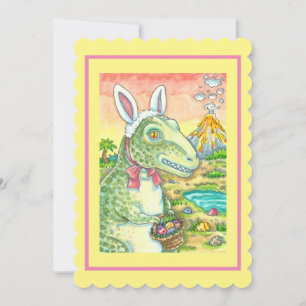 TYRANNOSAURUS, CUTE T-REX, EASTER BUNNY DINO Flat Holiday Card