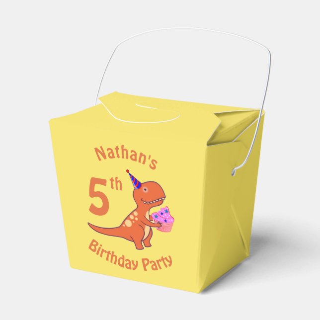 Tyrannosaurus Dinosaur Cartoon Birthday Favour Box (Front Side)