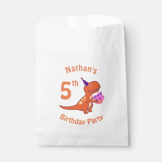 Tyrannosaurus Dinosaur Kids Birthday Favour Bag (Front)