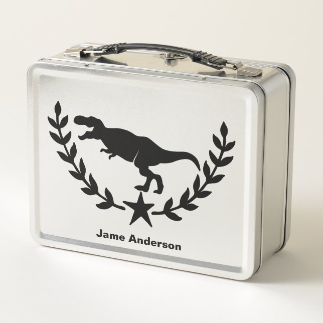 Tyrannosaurus Dinosaur Silhouette Metal Lunch Box (Back)