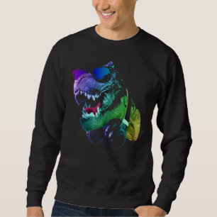 Tyrannosaurus Dinosaur T Rex With Sunglasses And H Sweatshirt