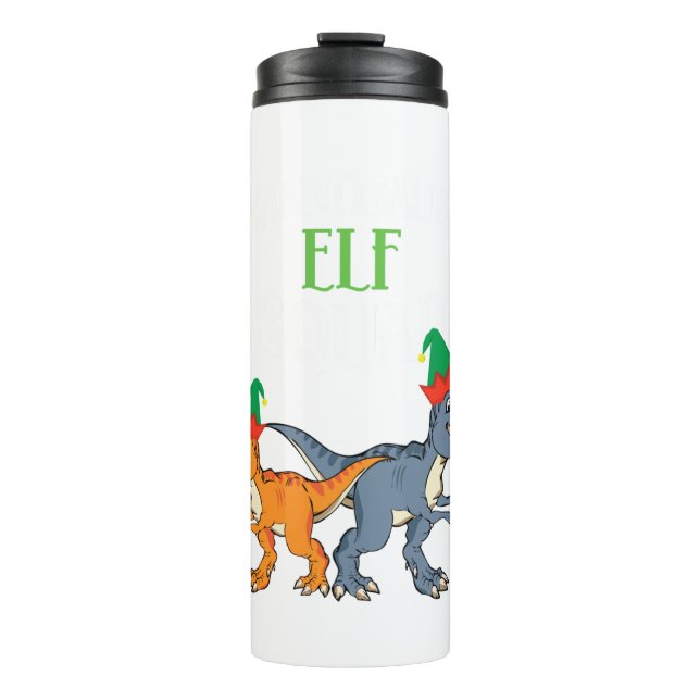 Tyrannosaurus Elf Squad Xmas T-Rex Dinosaur Christ Thermal Tumbler (Front)