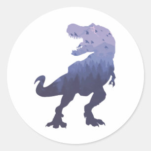 Tyrannosaurus forest - Choose background colour Classic Round Sticker