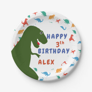 Tyrannosaurus Happy birthday Dinosaur Pattern Paper Plate