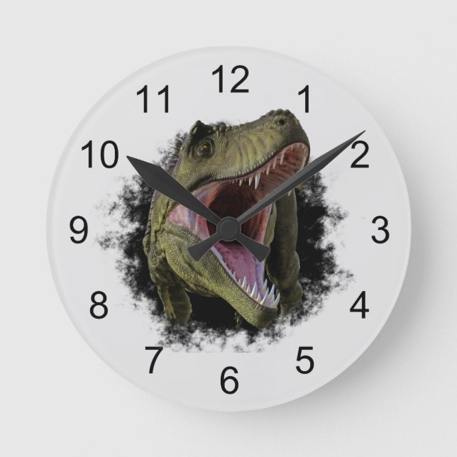 Tyrannosaurus Hole Dinosaur Jurassic Round Clock (Front)