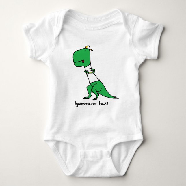 tyrannosaurus hucks baby bodysuit (Front)