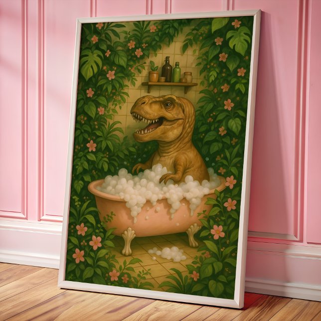 Tyrannosaurus In Bath Tub Wall Art Poster Print (Creator Uploaded)