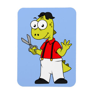 Tyrannosaurus Rex Barber With Scissors. Magnet