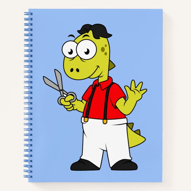 Tyrannosaurus Rex Barber With Scissors. Notebook (Front)