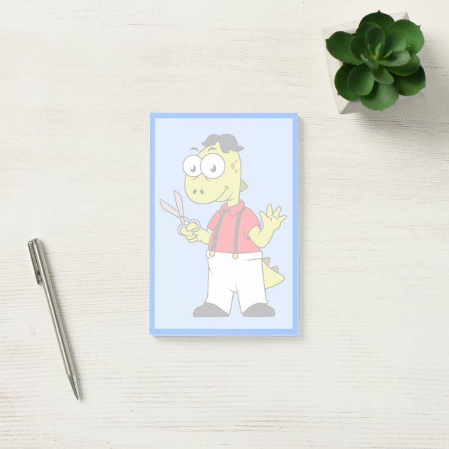 Tyrannosaurus Rex Barber With Scissors. Post-it Notes (Office)
