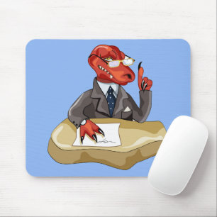 Tyrannosaurus Rex Boss Sitting At A Desk. 2 Mouse Pad