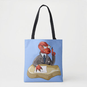 Tyrannosaurus Rex Boss Sitting At A Desk. 2 Tote Bag