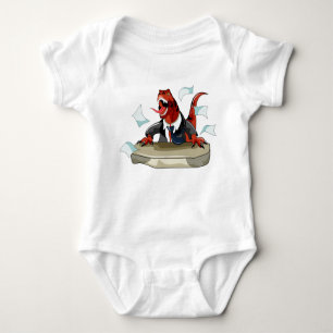 Tyrannosaurus Rex Boss Sitting At A Desk. Baby Bodysuit