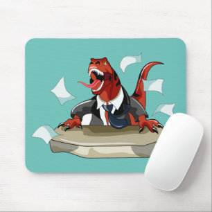 Tyrannosaurus Rex Boss Sitting At A Desk. Mouse Pad