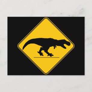 Tyrannosaurus rex crossing postcard