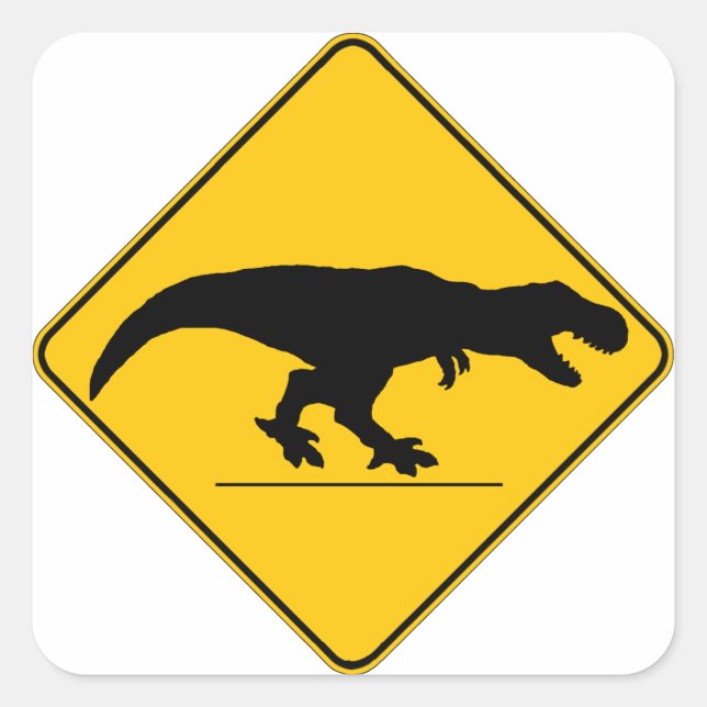 Tyrannosaurus rex crossing square sticker (Front)